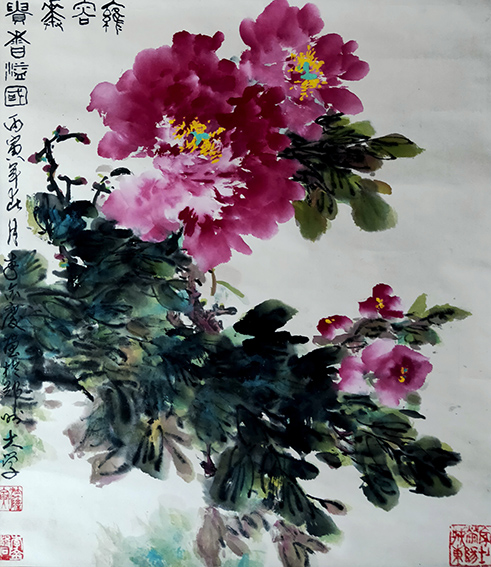 李金庆作品 写意花鸟《雍容华贵香溢国》  丙寅年春月  规格：69x57cm